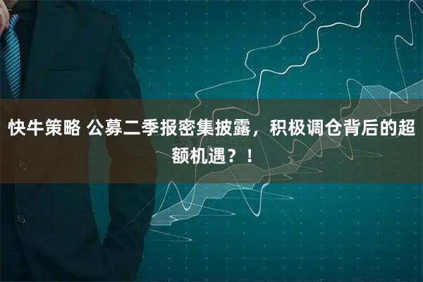 快牛策略 公募二季报密集披露，积极调仓背后的超额机遇？！
