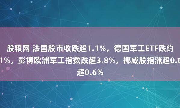 股粮网 法国股市收跌超1.1%，德国军工ETF跌约4.1%，彭博欧洲军工指数跌超3.8%，挪威股指涨超0.6%